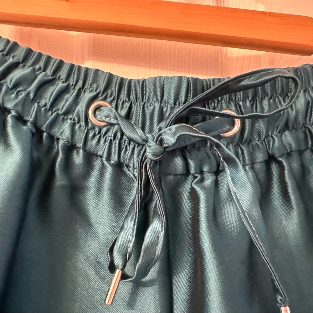 Sandro Paris Drawstring Silk Blend Shorts, Teal, NWT, Size 40 - Picture 4 of 10